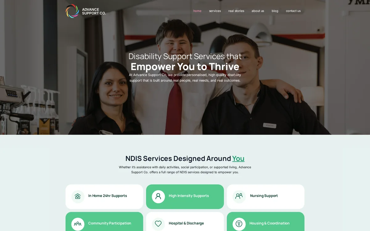 Advance Support Co website screenshot