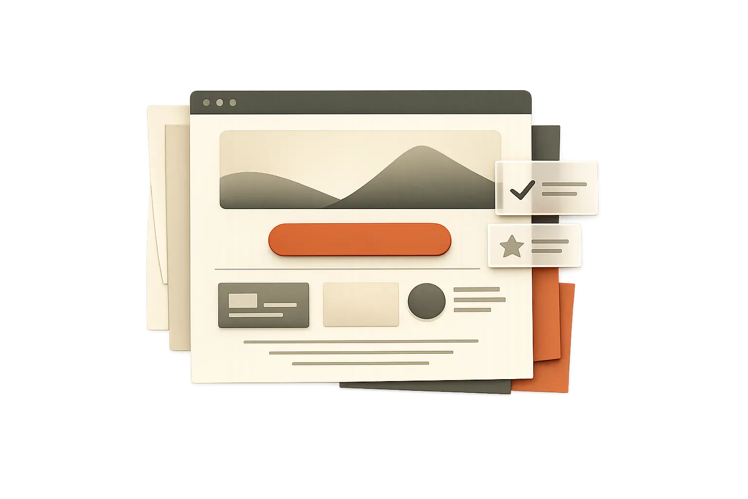 Conceptual landing-page visual showing one focused route to action