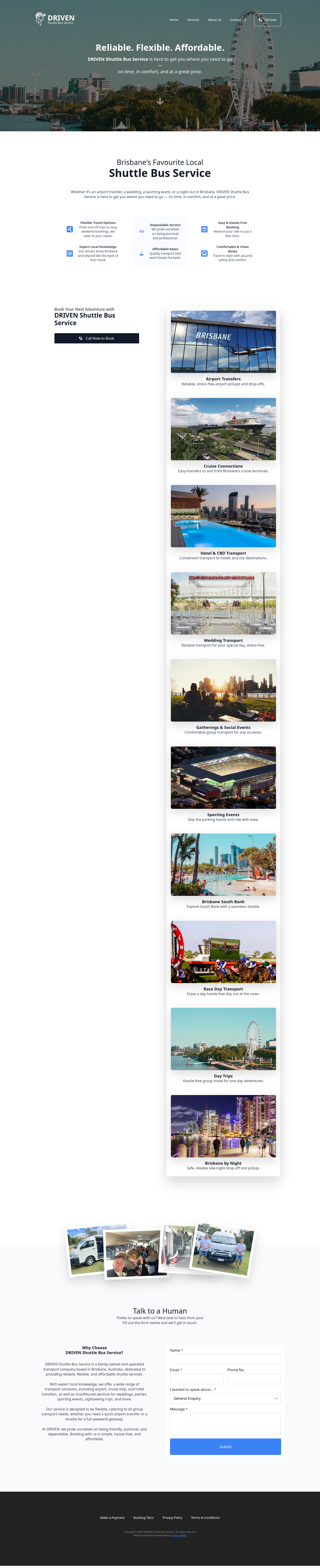 DRIVEN Shuttle Bus Service website screenshot