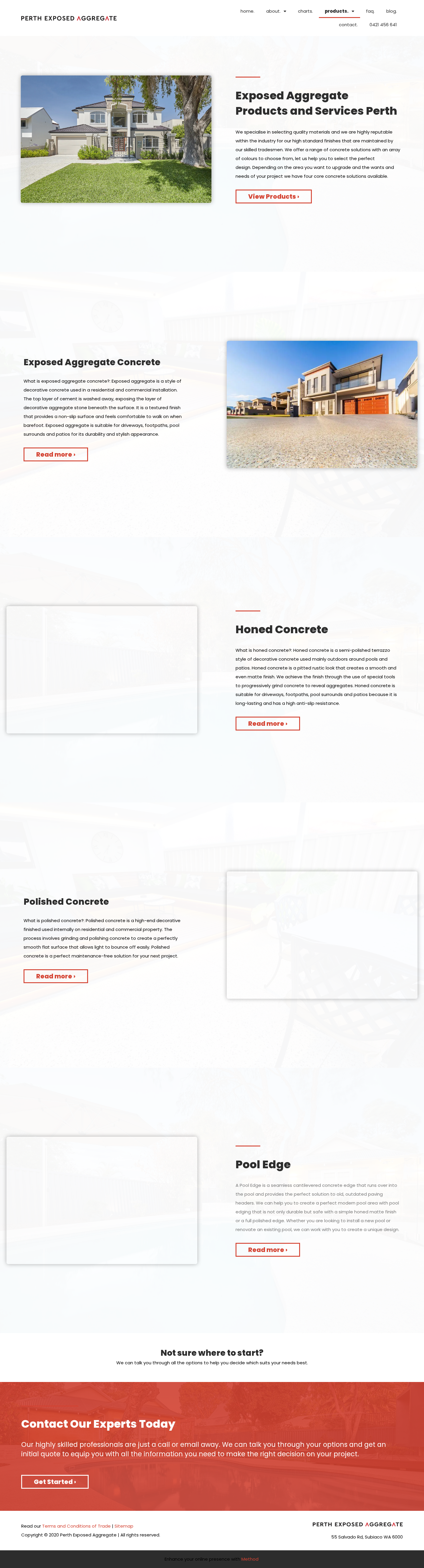 Perth Exposed Aggregate website screenshot