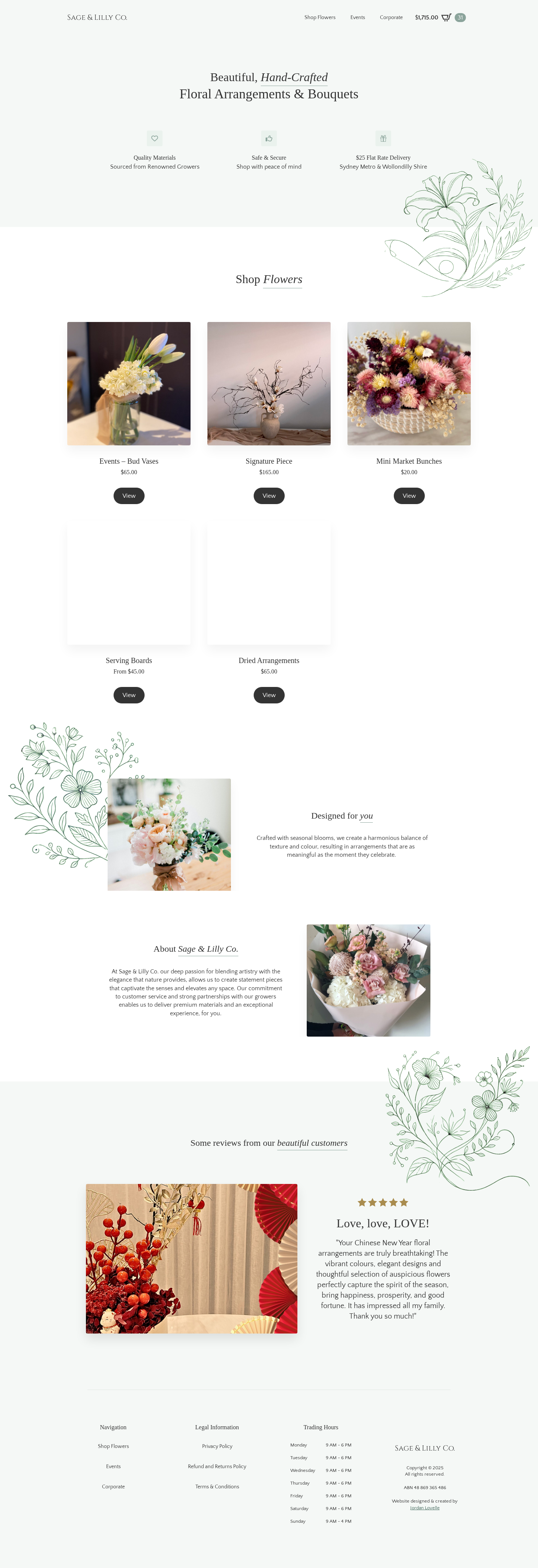 Sage & Lilly Co website screenshot