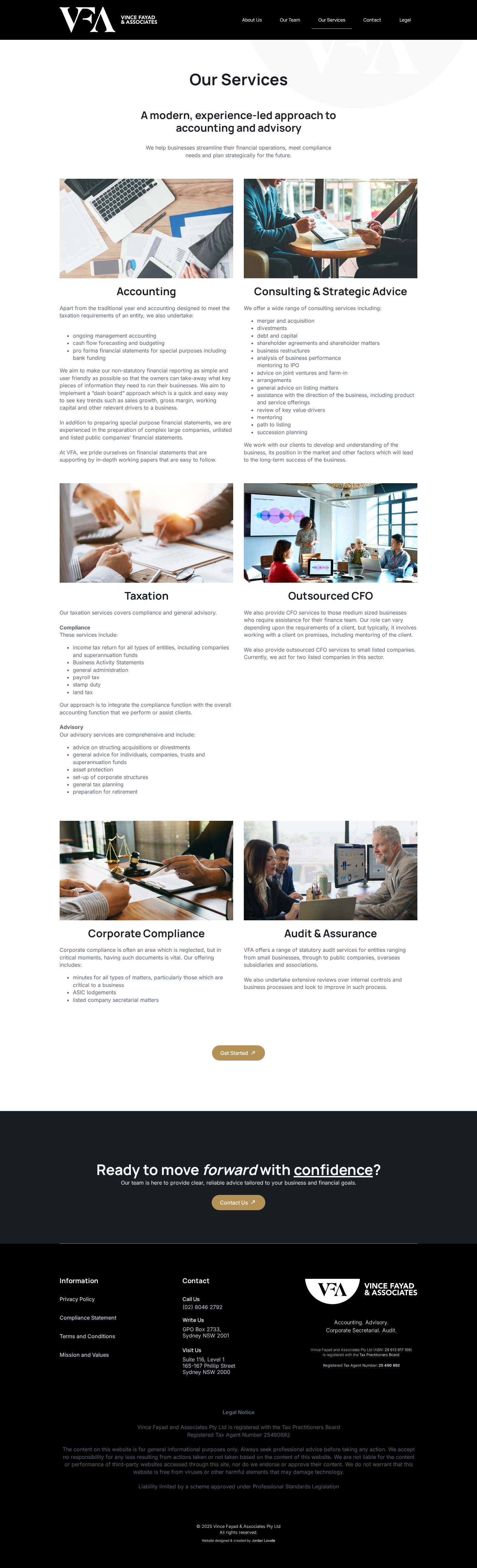 Vince Fayad and Associates services page screenshot